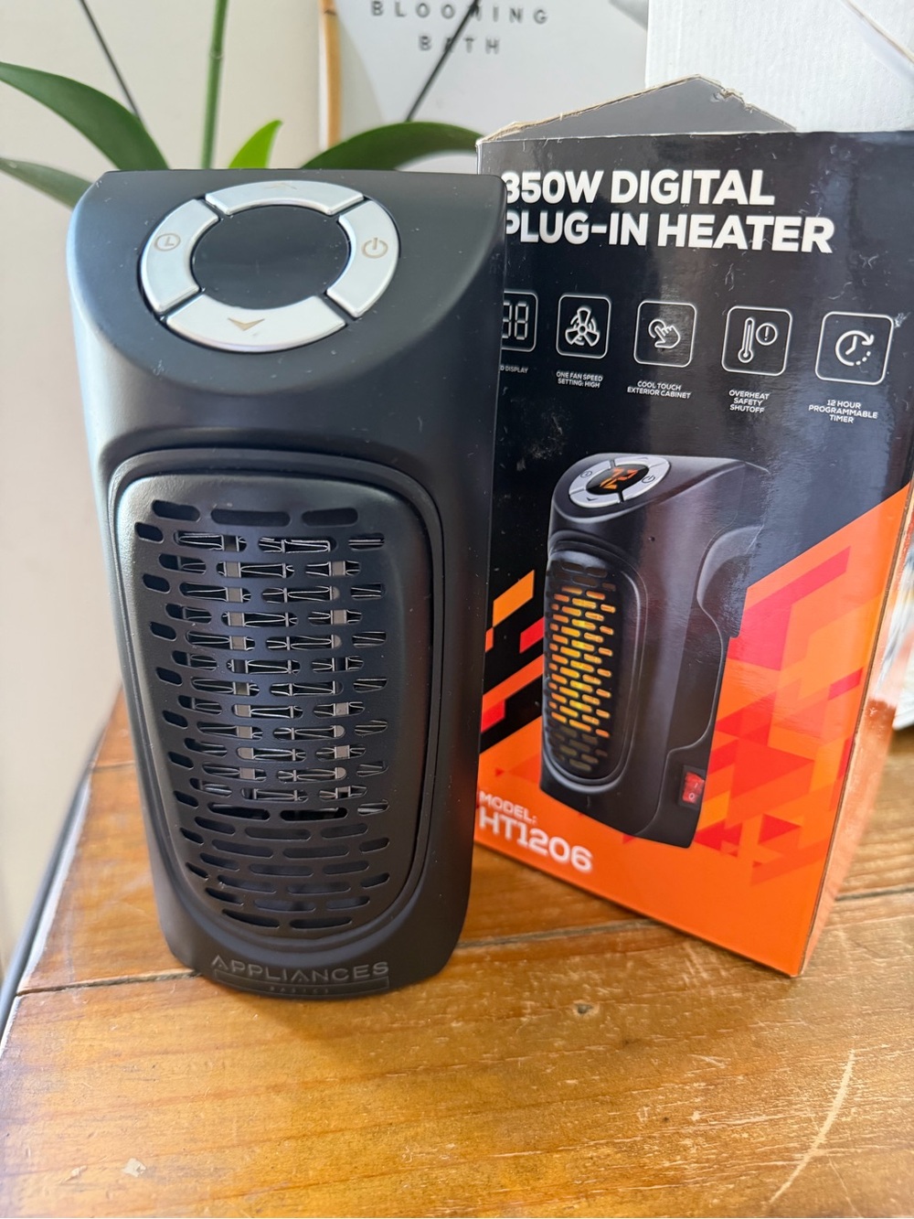 Portable 350W Digital Plug-In Heater - Black